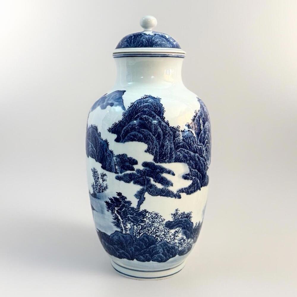 Vintage Chinese Guangxu Blue & White Porcelain Vase Mark Quangxu Period 14"